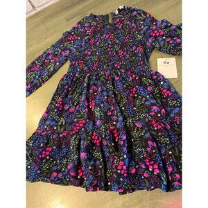Floral Girls’ Dress By Free Assembly Kids In Black With Pink & Blue Accents Size